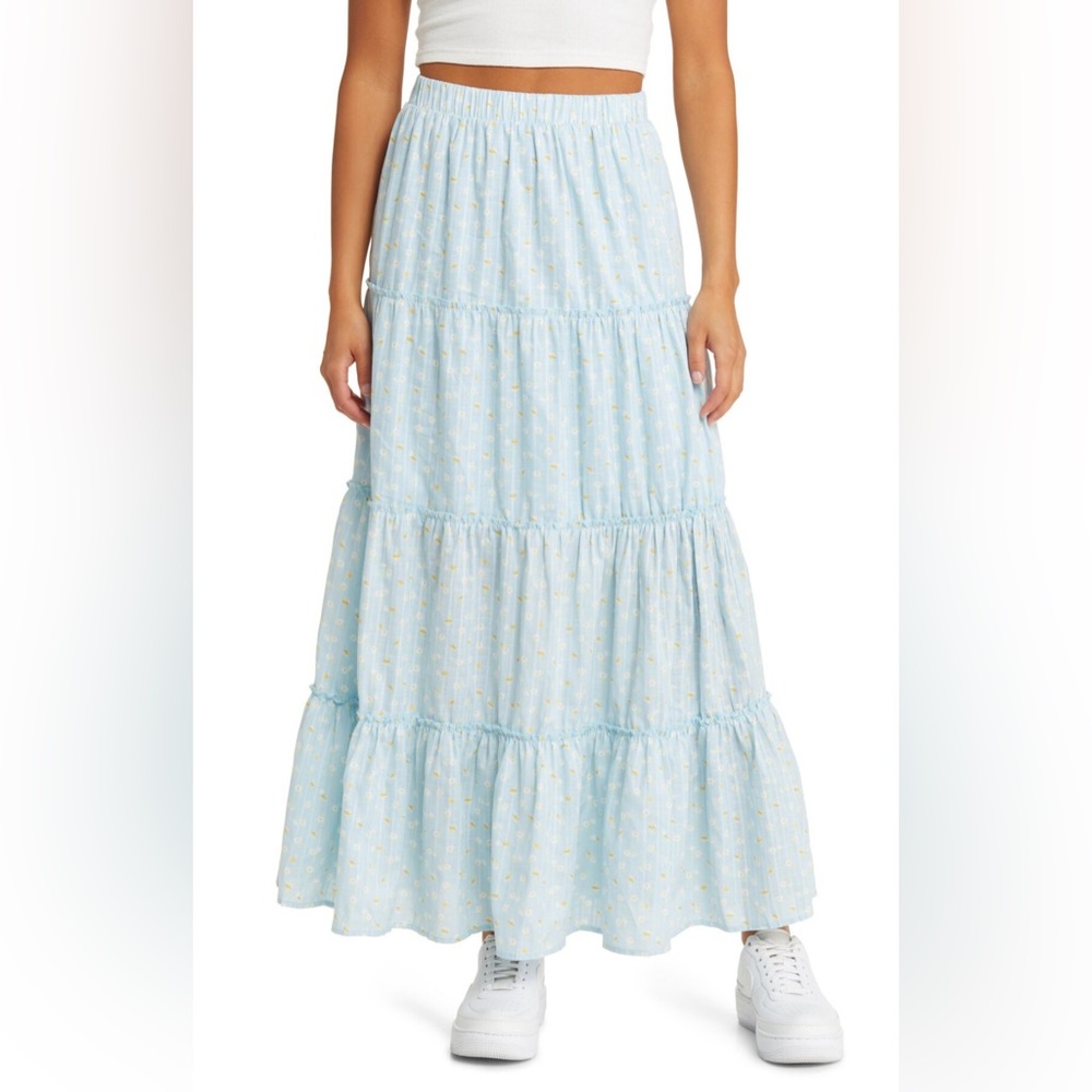 NWT Bp. Light Blue Tiered Maxi Skirt